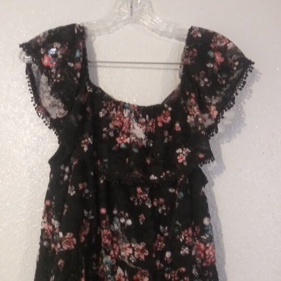 No Boundaries women's size XXL (2XL) 19 black multicolored floral dress - Picture 2 of 15
